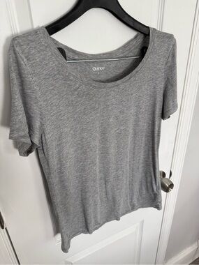 Quince Grey Scoop Neck Short Sleeve Tee